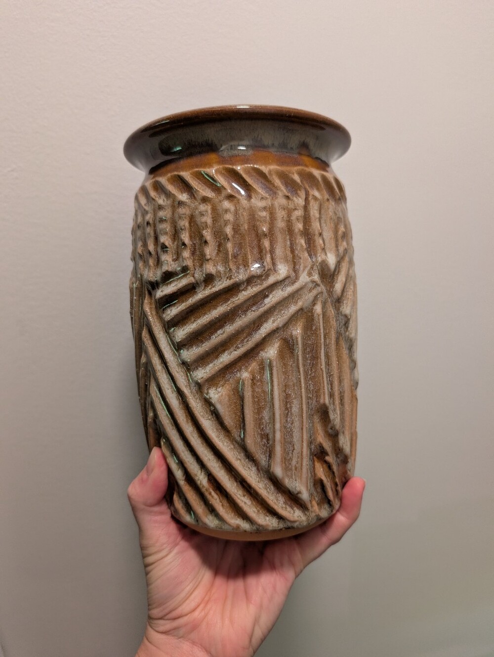 Handmade Studio Pottery Textured Ceramic Vase - NO BUNDLES DUE TO WEIGHT